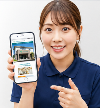 スマホを持つ女性スタッフ風のイメージ