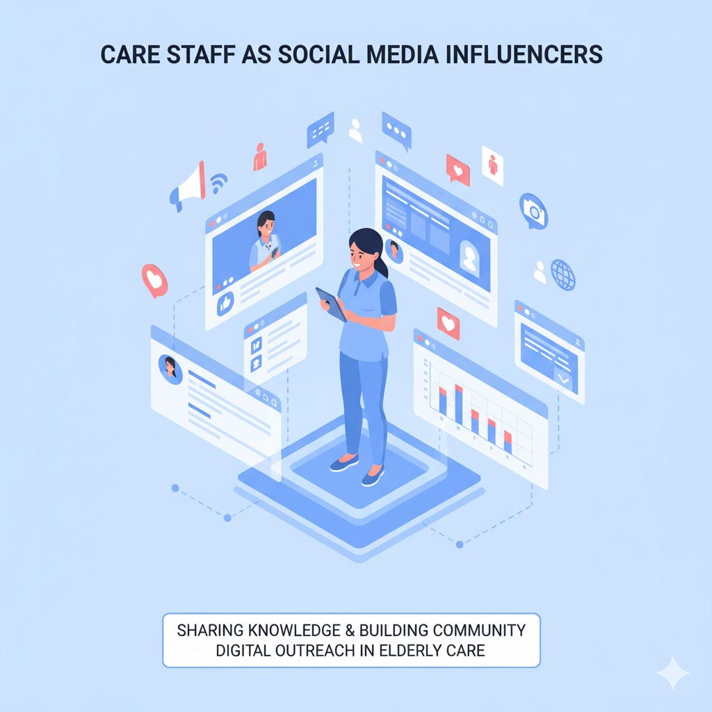 SNSで発信する介護スタッフ