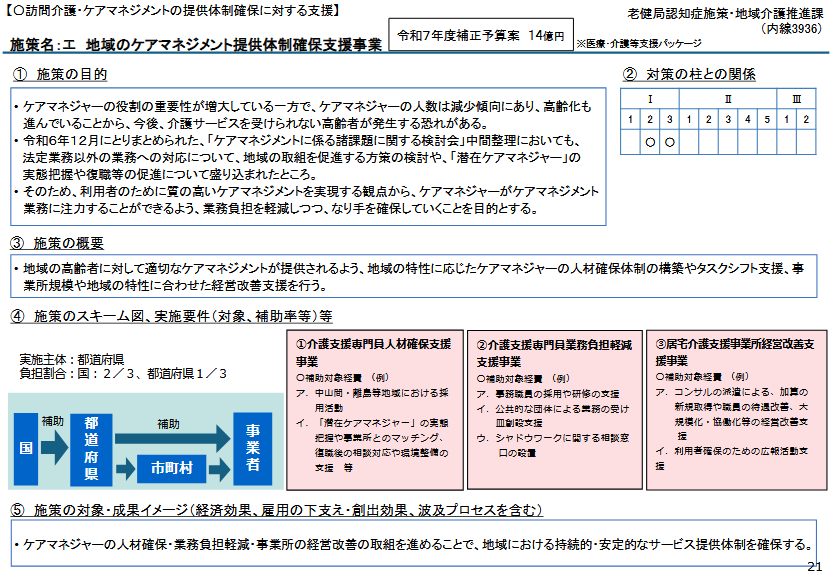 介護分野　医療・介護等支援パッケージ　ケアマネジメント
