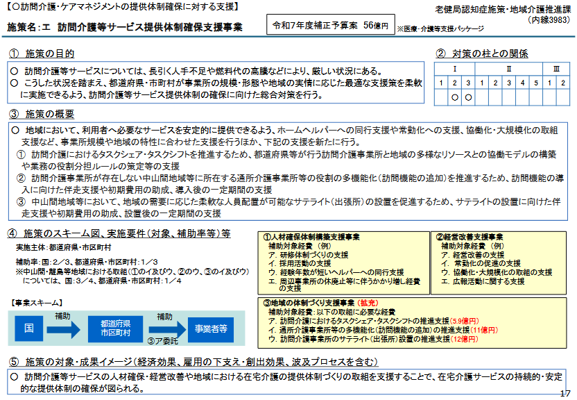 介護分野　医療・介護等支援パッケージ　訪問介護