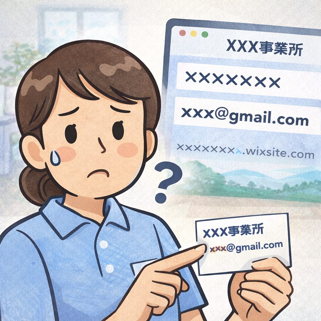 事業所のアドレスがフリーメール、ちょっと心配？