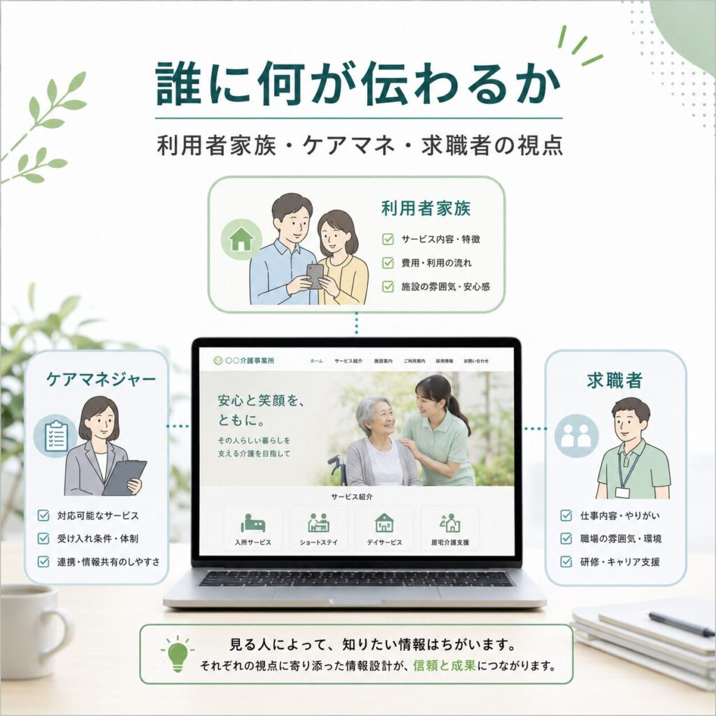 誰に何を伝えるか、誰に何が伝わるかを整理