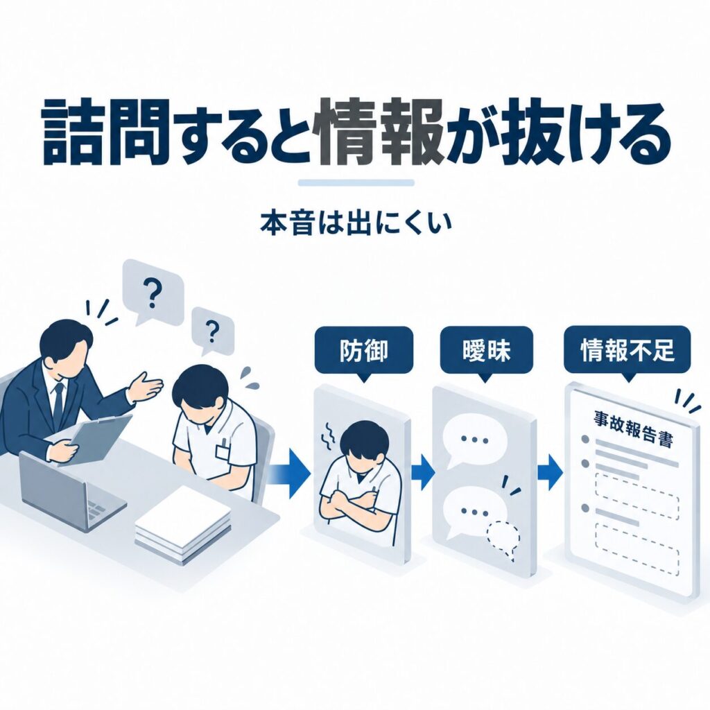詰問すると情報が抜ける